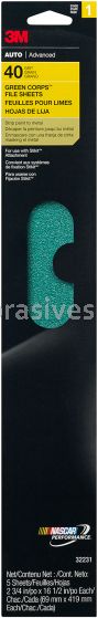 3M™ 7000120007 2-3/4 x 16 1/2 40 Grit Green Corps™ File Sheets