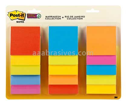 Post-it™ Super Sticky Notes 654-15SSMULTI 3 in x 3 in Assorted Colors 3M 7100083502