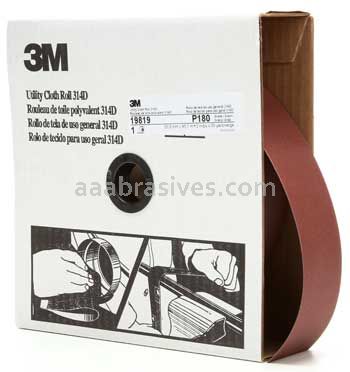 3M™ 7000118539 2 x 50 yds P180 Grit J-weight 314D Utility Cloth Roll