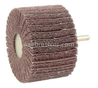 Weiler 54509 3" x 2" Non-Woven Stem-Mounted Interleaf Flap Wheel 120 AO 1/4" Stem