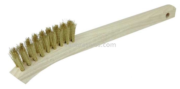 Weiler 95014 Small Hand Wire Scratch Brush Brass Fill Wood Block 2 x 9 Rows