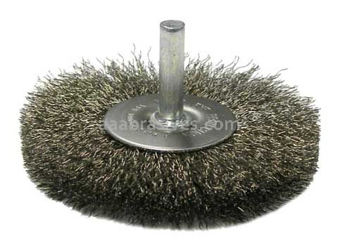 Weiler 17977 2-1/2" Stem-Mounted Crimped Wire Radial Wheel .014" Stainless Steel Fill 1/4" Stem