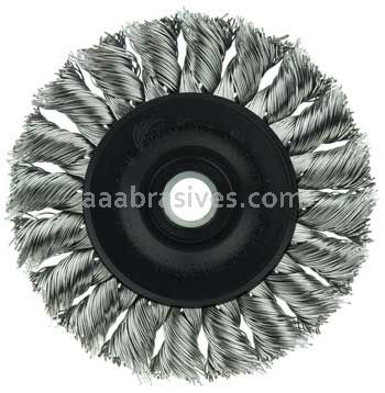 Weiler 08264V 3" Standard Twist Knot Wire Wheel .014" Stainless Steel Fill 1/2"-3/8" Arbor Hole Vending Ready