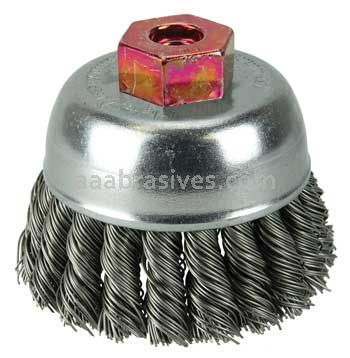 Weiler 13282 2-3/4" Single Row Knot Wire Cup Brush .020" Steel Fill M10x1.50 Nut