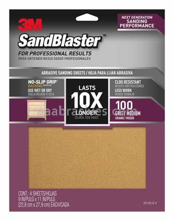 3M™ 7100141239 9 x 11 100 Grit SandBlaster™ Advanced Sanding Sheets w/ NO-SLIP™ GRIP