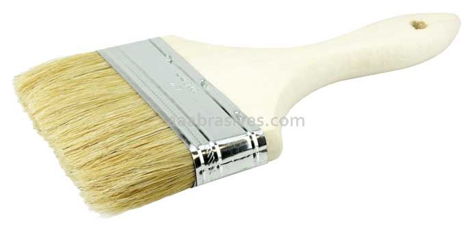 Weiler 40185 4" Vortec Pro Chip & Oil Brush 3/8" Thick White Bristle 1-3/4" Trim Length Wood Handle