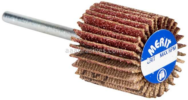 Merit Abrasives 08834137501 1-3/16 x 3/16 x 1/8 Small Diameter Flap Wheels With 1/8" Steel Shank 80 Grit Merit Aluminum Oxide
