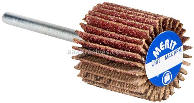 Merit Abrasives 08834137504 1-3/16 x 3/16 x 1/8 Small Diameter Flap Wheels With 1/8" Steel Shank 240 Grit Merit Aluminum Oxide