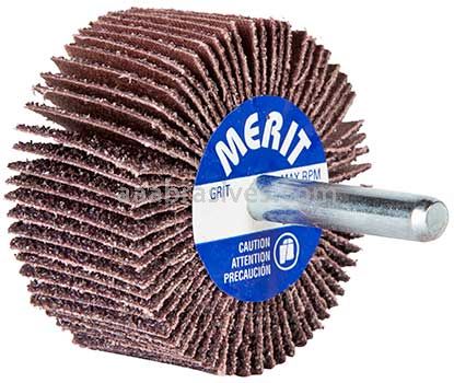 3 x 1/2 x 1/4 60 Merit Metal Alo Resin Bond Small Diameter Flap Wheels With 1/4" Steel Shank)