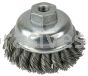 Weiler 13155 3-1/2" Single Row Knot Wire Cup Brush .023" Steel Fill 1/2"-13 UNC Nut