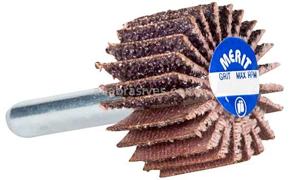 Merit Abrasives 08834131259 1 x 1 x 1/4 Small Diameter Flap Wheels With 1/4" Steel Shank 40 Grit Merit High Performance Ceramic/AO