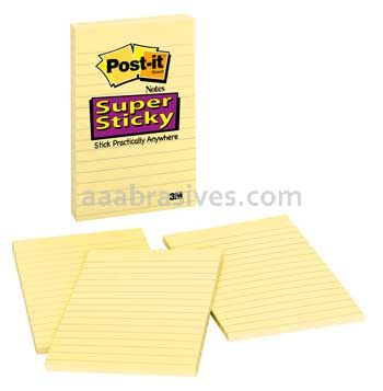 Post-it&trade; Super Sticky Notes 660-3SSCY 4 in x 6 in Canary Yellow 3M 7010301606