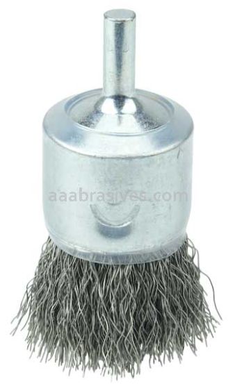 Weiler 11017 1" Coated Cup Crimped Wire End Brush .0104" Stainless Steel Fill