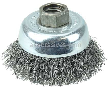 Weiler 36231 Wolverine 3" Crimped Wire Cup Brush .014" Steel Fill 5/8"-11 UNC Nut