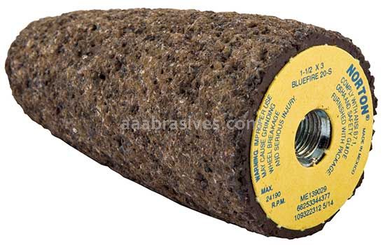 Norton Abrasives 66253344377 1-1/2 x 3 x 3/8-24 BlueFire 20S ME70535 E57608 NCRH Steel Bushing Type 16 Grinding Wheel Cones