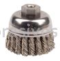 Weiler 13256 2-3/4" Single Row Knot Wire Cup Brush .020" Stainless Steel Fill 3/8"-24 UNF Nut