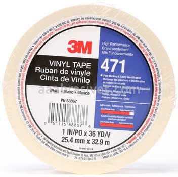 3M™ 7100044644 Vinyl Tape 471 White 1" x 36 yards