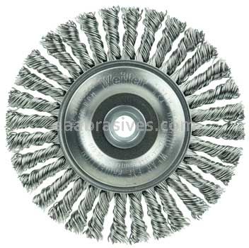 Weiler 08954 Mini Roughneck 4" Stringer Bead Wire Wheel .020" Stainless Steel Wire Fill 1/2"-3/8" Arbor Hole
