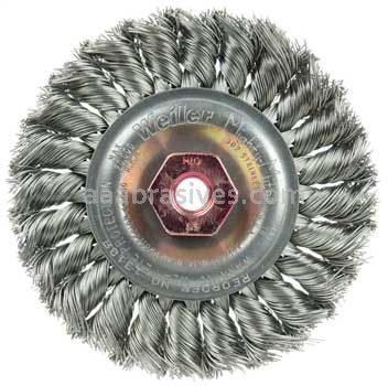 Weiler 13108 Standard Twist Knot Wire Wheel 4" .014" Stainless Steel Fill M10x1.50 Nut