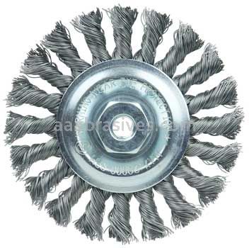 Weiler 36217 Wolverine 4" Knot Wire Wheel Standard Twist .014" Steel Fill M14 x 2.0 Nut