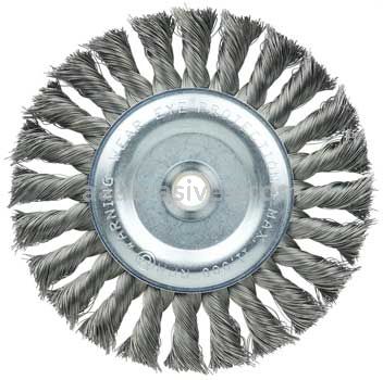 Weiler 36227 Wolverine 6" Knot Wire Wheel Standard Twist .014" Steel Fill 5/8"-1/2" Arbor Hole