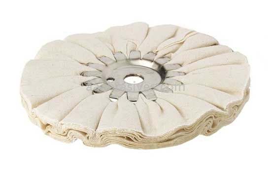 Unmounted Buffing Wheel 6" Dia.  1/2" Arbor Hole 16 Ply Airway 156-AS Cotton White