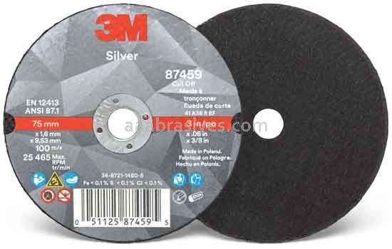 3M™ 7100139210 3 x .060 x 3/8 Type 1 Silver Cut-Off Wheel 87459