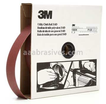 3M™ 7000118529 1-1/2 x 50 yds P120 Grit J-weight 314D Utility Cloth Roll