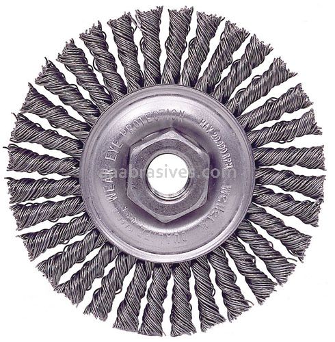 Weiler 36221 - 4" .020, M10 x 1.25 AH Wolverine Knot Wire Wheel, Stringer Bead Twist - 012382362218