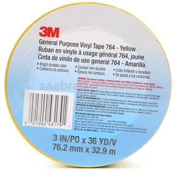 3M™ 7000123864 General Purpose Vinyl Tape 764 Yellow 3" x 36 yards
