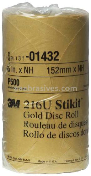 3M™ 7000119700 6” P500 Grit Stikit™ Gold Disc Roll