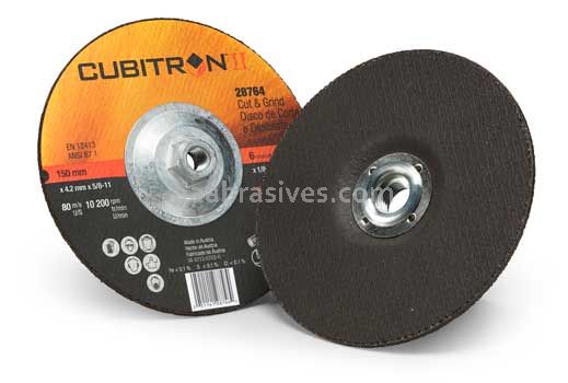 3M™ 7100019069 Cubitron™ II 6 x 1/8 x 5/8-11 28764 T27 Cut and Grind Wheel