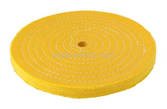 Unmounted Buffing Wheel 10" Dia. 3/4" Arbor Hole 50 Ply Spiral Sewn 158-10Y Treated Yellow