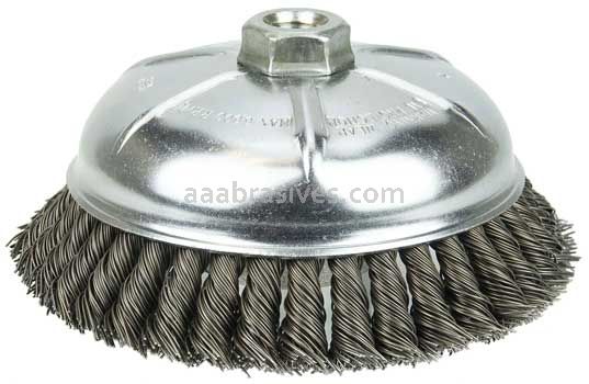 Weiler 36245 Wolverine 6" Knot Wire Cup Brush .025" Steel Fill 5/8"-11 UNC Nut