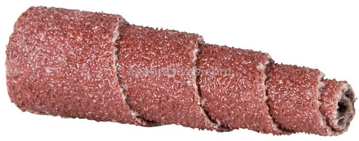3/8 x 1-1/2 x 1/8 60 Grit Merit A/O Plus Full-Tapered Spiral Rolls
