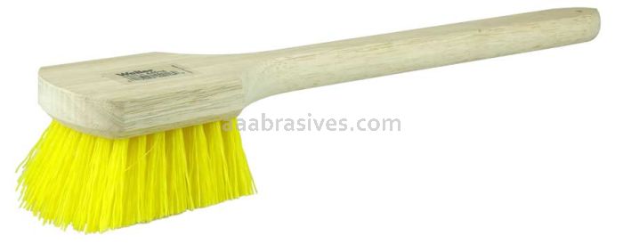 Weiler 44016 20" Utility Scrub Brush Yellow Polypropylene Long Handle Wood Block