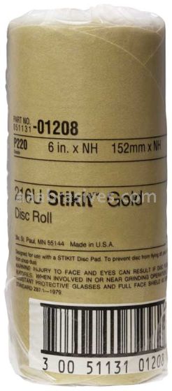 3M™ 7000119706 6” P220 Grit Stikit™ Gold Disc Roll