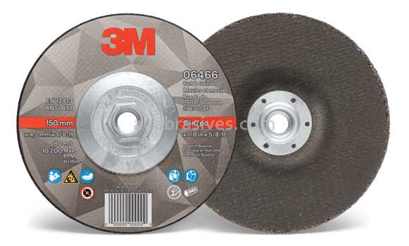 3M&trade; 7100218055 6 x 1/8 x 5/8"-11 06466 T27 Cut & Grind Wheel