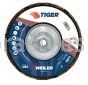 Weiler 50734 - 7" 60AO, 5/8"-11 A.H., Tiger Disc Abrasive Flap Disc, Flat - 012382507343