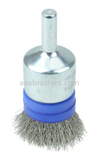Weiler 11112 Banded Crimped Wire End Brush 3/4" .006" Stainless Steel Fill