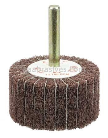 Weiler 54502 2" x 1" Non-Woven Stem-Mounted Interleaf Flap Wheel 320 AO 1/4" Stem