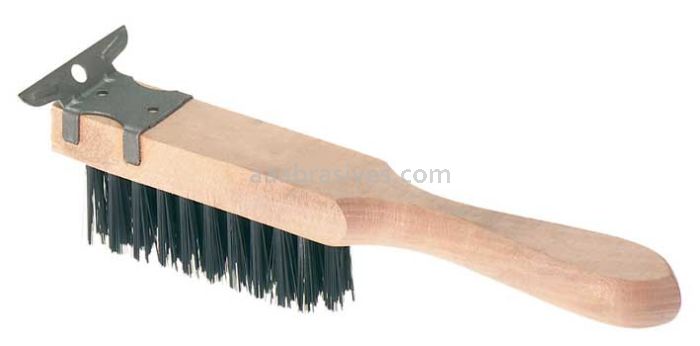 Long Handle Scratch Brush Stainless Steel W/Scraper