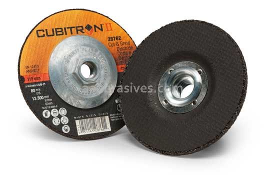 3M™ 7100018882 Cubitron™ II 4 1/2 x 1/8 x 5/8-11 28762 T27 Cut and Grind Wheel