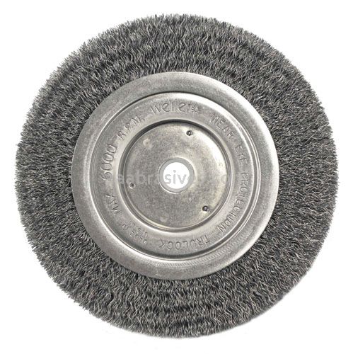 6" Narrow Crimped Wire Wheel, Short Trim, .0104, 5/8"-1/2" A.H. (TLNS-6)