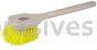 Weiler 79109 20" Utility Scrub Brush Yellow Polypropylene Fill Long Handle Foam Block