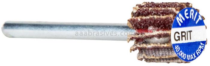 Merit Abrasives 08834137541 5/8 x 3/4 x 1/8 Small Diameter Flap Wheels With 1/8" Steel Shank 80 Grit Merit Aluminum Oxide