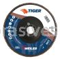 Weiler 50582 - 7" 36AO, 7/8" A.H., Tiger Disc Abrasive Flap Disc, Angled, Phenolic Backing - 012382505820