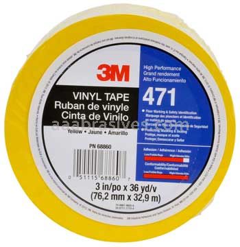 3M&trade; 7010304498 Vinyl Tape 471 Yellow 1 1/2" x 36 yards