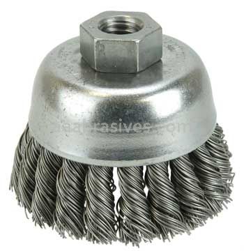 Weiler 13285 2-3/4" Single Row Knot Wire Cup Brush .020" Steel Fill 1/2"-13 UNC Nut