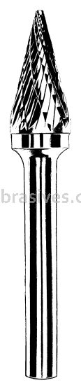 Dynabrade Carbide Burr 3 mm Dia. SM-42 D/C Burr 14 Degree Cone 11 mm Flute L 3 mm Shank